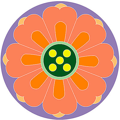 EPS 클립아트 한국문화 한국전통 문양 무늬 꽃무늬 패턴 오렌지 일러스트 단청문양 사람없음 전통문양 단청 부채꼴 국내일러스트 도형 동양문화 전통 꽃 과일 한국 파일형식 벡터