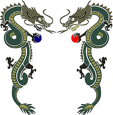 EPS 클립아트 동물 문양 두마리 무늬 일러스트 상상 한국 사람없음 용 동물문양 여의주 국내일러스트 아시아 2 파일형식 벡터