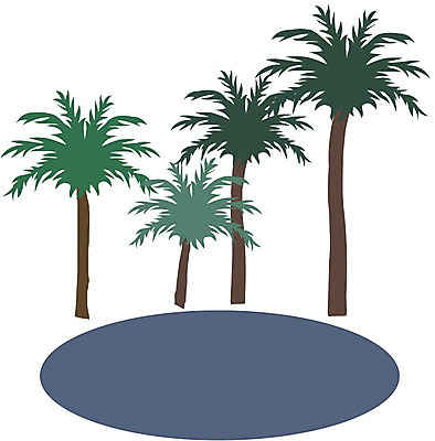 EPS 클립아트 나무 식물 일러스트 자연 열대 풍경 사람없음 야자수 연못 열대나무 오아시스 국내일러스트 생태계 파일형식 벡터