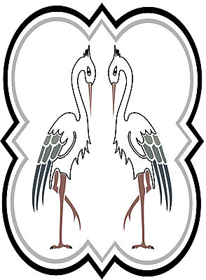 EPS 클립아트 동물 문양 두마리 무늬 패턴 일러스트 조류 프레임 틀 사람없음 장식 학 단청 동물문양 국내일러스트 2 파일형식 벡터