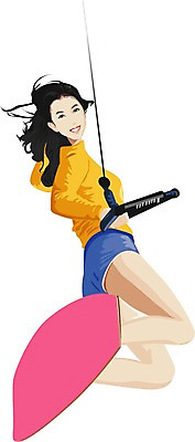 EPS 웰빙 계절 여자 여행 일러스트 휴가 한명 사람 20대 성인 여름 레포츠 점프 서핑보드 수상스키 여자만 여자한명만 성인여자만 청년만 청년여자만 성인한명만 청년여자한명만 성인여자한명만 성인만 국내일러스트 1 모션 레저 청년 수상스포츠 보드_스포츠 파일형식 벡터