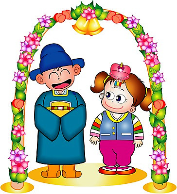 EPS 클립아트 식물 한국문화 한국전통 전통 여자 남자 꽃 신부 어린이 신랑 결혼 일러스트 결혼식 출입구 표정 사랑 웃음 사람 두명 종 축하 축복 한복 전통의례 전통혼례 각시 예복 어린이만 국내일러스트 동양문화 옷 감정 컨셉 한국 이벤트 전통의상 파일형식 벡터