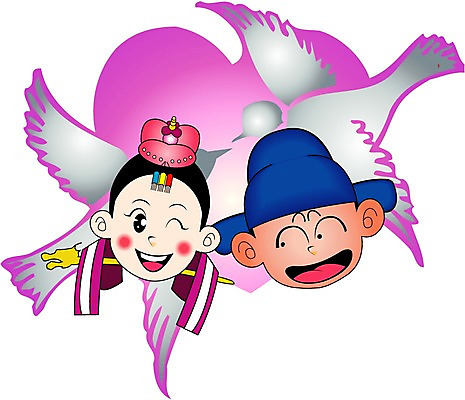 EPS 클립아트 한국문화 한국전통 전통 여자 남자 얼굴 신부 신랑 결혼 일러스트 조류 결혼식 사랑 사람 두명 머리 평화 축하 축복 한복 전통의례 전통혼례 비둘기 각시 예복 국내일러스트 동물 동양문화 옷 감정 컨셉 한국 이벤트 신체부위 전통의상 파일형식 벡터