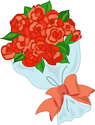 EPS 클립아트 식물 꽃 리본 부케 여러송이 일러스트 사람없음 빨간색 봄 축하 국내일러스트 계절 컬러 꽃다발 다수 컨셉 파일형식 벡터