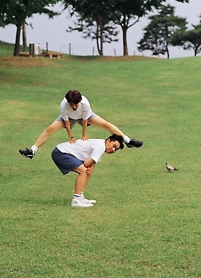 포토 JPG 주간 웰빙 부부 커플 공원 여자 남자 건강 사람 잔디 성인 취미 야외 두명 운동 비둘기 뜀틀 인간뜀틀 성인만 국내포토 자연요소 식물 공공시설 스포츠용품 관계 조류 파일형식