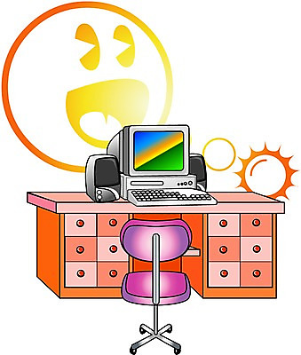EPS 클립아트 가구 의자 일러스트 미소 사람없음 전자제품 쇼핑 컴퓨터 책상 오브젝트 컴퓨터책상 국내일러스트 생활용품 표정 파일형식 벡터
