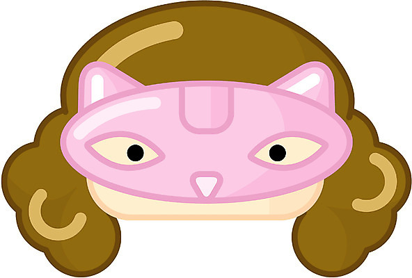 EPS 잡화 여자 일러스트 가면 한명 사람 이벤트 장난감 파티 머리 오브젝트 이벤트용품 파티용품 고양이가면 여자만 여자한명만 국내일러스트 1 신체부위 동물가면 파일형식 벡터