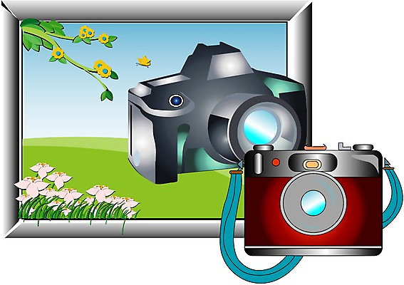 EPS 클립아트 일러스트 사람없음 전자제품 쇼핑 카메라 텔레비전 가전제품 두개 디지털카메라 오브젝트 벽걸이TV 국내일러스트 2 파일형식 벡터