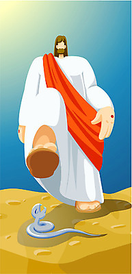 EPS 주간 동물 남자 기독교 종교 일러스트 한명 사람 20대 성인 야외 예수 뱀 심판 판결 남자만 남자한명만 성인남자만 청년만 청년남자만 청년남자한명만 성인한명만 성인남자한명만 성인만 국내일러스트 자연요소 1 파충류 청년 신_종교 파일형식 벡터