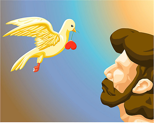 EPS 동물 척추동물 남자 기독교 종교 일러스트 조류 사랑 사람 예수 비둘기 성령 남자만 국내일러스트 감정 신_종교 파일형식 벡터