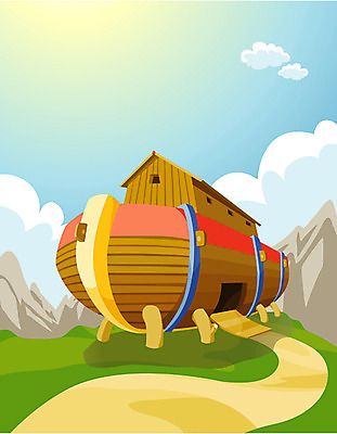 EPS 주간 기독교 종교 수상교통 일러스트 산 사람없음 야외 노아 방주 선박 국내일러스트 자연요소 교통수단 파일형식 벡터