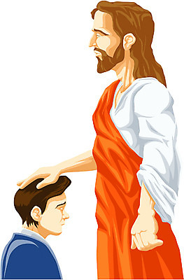 EPS 남자 기독교 종교 일러스트 사람 성인 두명 예수 안수 남자만 성인남자만 성인만 국내일러스트 신_종교 파일형식 벡터