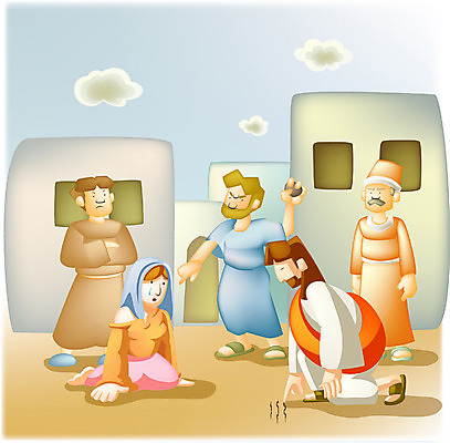 EPS 문자 여자 남자 기독교 종교 일러스트 사람 여러명 성인 야외 예수 땅 용서 성인만 국내일러스트 다수 컨셉 신_종교 파일형식 벡터