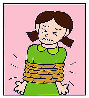 EPS 클립아트 여자 어린이 밧줄 일러스트 한명 사람 소녀 20대 성인 인질 여자만 여자한명만 국내일러스트 1 줄 청년 파일형식 벡터