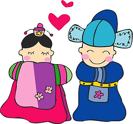 EPS 클립아트 한국문화 한국전통 여자 남자 신부 신랑 결혼 일러스트 사람 두명 한복 전통의례 전통혼례 각시 예복 폐백 국내일러스트 동양문화 전통 옷 한국 이벤트 전통의상 파일형식 벡터