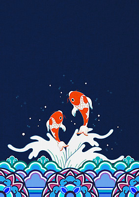 PSD 편집이미지 파도 두마리 카드템플릿 근하신년 새해 연꽃 사람없음 전통문양 연하장 엽서 자수 새해복많이받으세요 잉어 이미지편집 카드프레임 템플릿 전통 문양 꽃 바다 2 카드_감사 프레임 어류 편지 파일형식