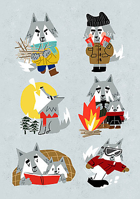 PSD 동물캐릭터 겨울 여러마리 일러스트 털모자 사람없음 독서 목도리 보름달 스노우보드 울음 장작 모닥불 늑대 핫팩 일러캐릭터 동물 캐릭터 모자_잡화 잡화 계절 다수 포유류 불 표정 달 보드_스포츠 손난로 파일형식