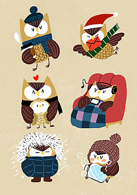 PSD 커피 동물캐릭터 겨울 여러마리 일러스트 산타모자 포옹 털모자 사람없음 목도리 음악감상 하트 편지 겨울옷 올빼미 일러캐릭터 모양 동물 캐릭터 모자_잡화 잡화 옷 계절 음료 다수 크리스마스 안기 조류 감상 파일형식
