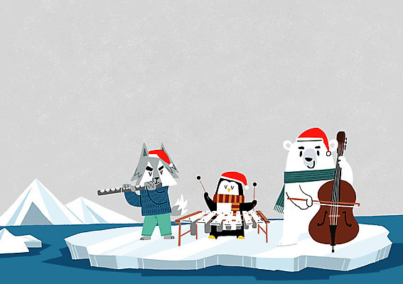 PSD 동물캐릭터 겨울 연주 일러스트 산타모자 세마리 사람없음 플루트 펭귄 북극곰 빙하 첼로 실로폰 늑대 크리스마스캐롤 일러캐릭터 동물 캐릭터 모자_잡화 계절 음악 크리스마스 곰 포유류 조류 타악기 3 관악기 캐럴 파일형식 찰현악기