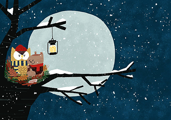 PSD 나무 동물캐릭터 두마리 겨울 일러스트 나뭇잎 털모자 사람없음 목도리 보름달 눈 랜턴 둥지 다람쥐 올빼미 일러캐릭터 자연요소 식물 동물 캐릭터 모자_잡화 잡화 계절 잎 2 조류 날씨 조명 달 설치류 파일형식