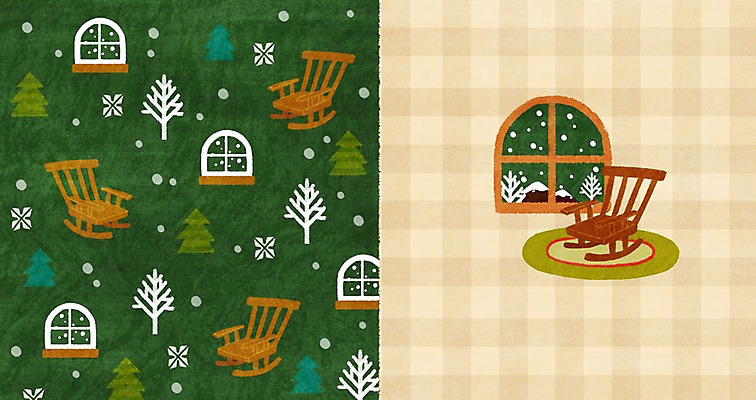 PSD 나무 겨울 패턴 일러스트 창문 사람없음 패턴백그라운드 눈 체크무늬 흔들의자 아기자기 겨울배경 국내일러스트 자연요소 식물 계절 백그라운드 컨셉 무늬 의자 날씨 파일형식