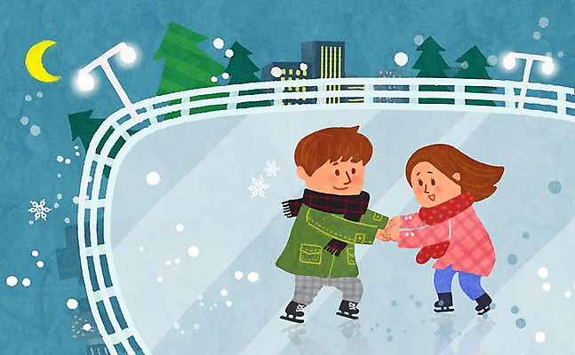 전신 PSD 나무 커플 여자 남자 겨울 가로등 일러스트 빌딩 성인 두명 레포츠 스케이트 달 눈 야간 스케이트장 국내일러스트 자연요소 식물 계절 공공시설 스포츠용품 스포츠시설 관계 레저 날씨 사람 건물 파일형식