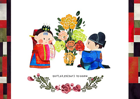 전신 PSD 여자 남자 꽃 일러스트 결혼식 나뭇잎 성인 두명 전통문양 한복 전통혼례 조각보 국내일러스트 식물 한국전통 전통 문양 결혼 잎 사람 보자기_천 전통의상 전통의례 파일형식