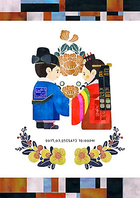 전신 PSD 여자 남자 꽃 일러스트 결혼식 나뭇잎 성인 두명 전통문양 손잡기 한복 전통혼례 조각보 국내일러스트 식물 한국전통 전통 문양 결혼 잎 모션 사람 보자기_천 전통의상 전통의례 파일형식