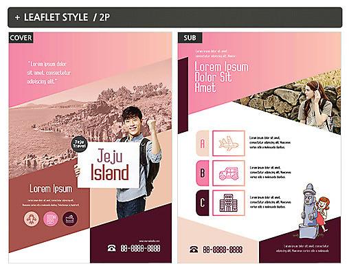 서양인 외국인 템플릿 여자 남자 ZIP 포스터 리플렛 여행 20대 성인 세명 제주도 한국인 돌하르방 전단템플릿 전단 인디자인 INDD 이미지템플릿 한국 사람 동양인 인종 청년 홍보물 파일형식