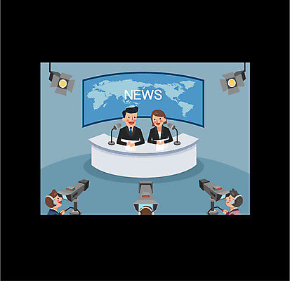 여자 남자 일러스트 조명 프레임 여러명 상반신 성인 카메라 텔레비전 뉴스 아나운서 방송 방송국 프로그램 국내일러스트 AI파일 직업 다수 사람 전자제품 파일형식 벡터