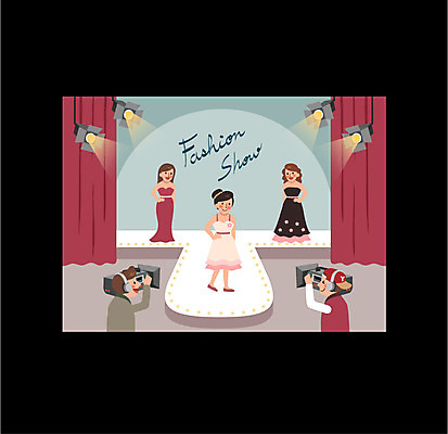 전신 모델 여자 패션 남자 일러스트 조명 프레임 여러명 상반신 성인 카메라 텔레비전 무대 방송 패션쇼 런웨이 프로그램 국내일러스트 AI파일 다수 사람 전자제품 쇼 파일형식 벡터