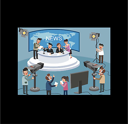 전신 편집 여자 남자 일러스트 프레임 여러명 상반신 성인 카메라 텔레비전 뉴스 아나운서 마이크 방송 영상 방송국 프로그램 국내일러스트 AI파일 직업 음향기기 다수 사람 전자제품 파일형식 벡터