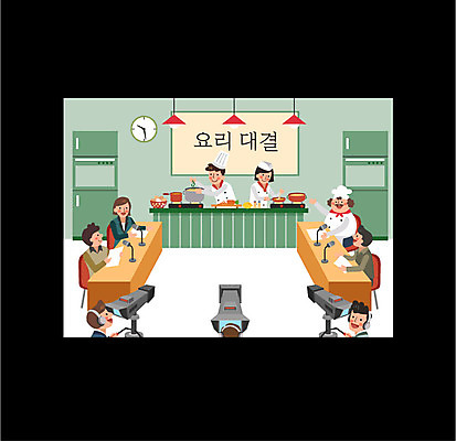 여자 남자 일러스트 주방용품 조명 프레임 요리 여러명 상반신 성인 카메라 주방 요리사 텔레비전 경쟁 사회자 마이크 방송 냉장고 심사위원 프로그램 국내일러스트 AI파일 직업 음향기기 생활용품 다수 컨셉 사람 전자제품 가전제품 파일형식 벡터