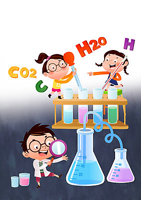 전신 PSD 여자 교육 표지 남자 어린이 과학 북커버 일러스트 돋보기 실험 세명 온도계 체온계 스포이트 교과서 학습지 둥근플라스크 국내일러스트 교재 사람 플라스크 피펫 파일형식