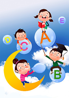 전신 PSD 구름 알파벳 영어 여자 교육 표지 남자 어린이 북커버 일러스트 학사모 하늘 여러명 상반신 달 비눗방울 교과서 학습지 국내일러스트 자연요소 문자 모자_잡화 다수 졸업 교재 사람 파일형식