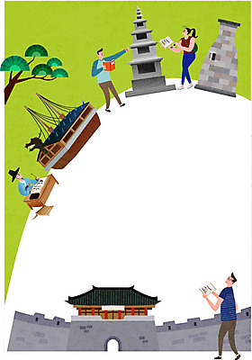 전신 여자 교육 표지 남자 북커버 일러스트 청소년 프레임 여러명 10대 궁전 소나무 역사 교과서 첨성대 학습지 3층석탑 거북선 프레임일러스트 국내일러스트 AI파일 나무 다수 고건축 교재 사람 경주_경상북도 석탑 국보 파일형식 벡터