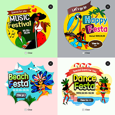 PSD 템플릿 여자 남자 행복 웹템플릿 팝업 웹팝업 여러명 해변 축제 춤 앵무새 레이어팝업 쌈바 음악축제 이미지템플릿 감정 음악 바다 다수 조류 문화예술 사람 파일형식