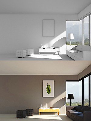 PSD 편집이미지 액자 거실 창문 탁자 사람없음 그래픽 인테리어 소파 3D 공간 스탠드 비교 디지털합성 디지털아트 편집3D 디자인 가구 컨셉 의자 조명 파일형식