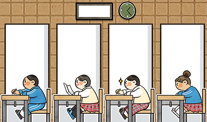 전신 PSD 여자 남자 시계 일러스트 교실 청소년 프레임 여러명 10대 시험 시간 프레임일러스트 국내일러스트 교육 다수 학교 사람 파일형식