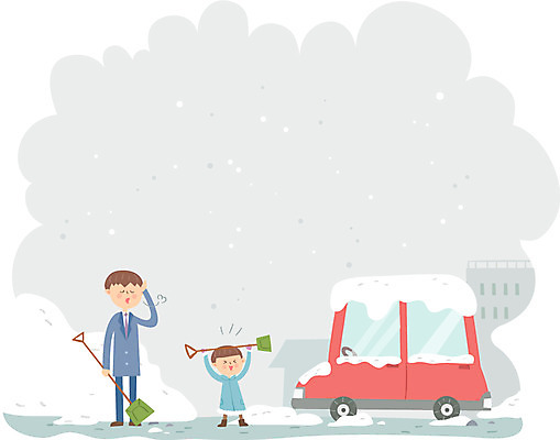 전신 남자 어린이 겨울 일러스트 자동차 날씨 성인 두명 눈 삽 눈치우기 쌓인눈 폭설 국내일러스트 AI파일 자연요소 계절 육상교통 눈_날씨 사람 자연재해 치우기 파일형식 벡터