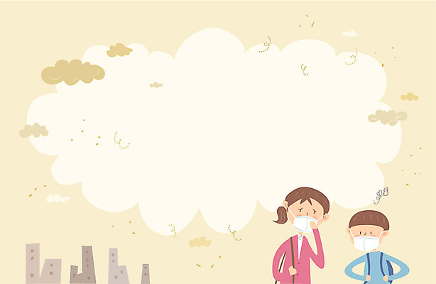 구름 여자 남자 일러스트 청소년 날씨 프레임 마스크 상반신 성인 두명 도심 공기 흐림 황사 미세먼지 국내일러스트 AI파일 자연요소 사람 도시 먼지 파일형식 벡터
