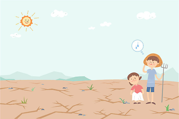 전신 여자 남자 일러스트 날씨 성인 두명 물 태양 농사 잡초 비 균열 농부 가뭄 물부족 논밭 국내일러스트 AI파일 자연요소 식물 직업 밭 농업 모션 논 사람 사회이슈 파일형식 벡터