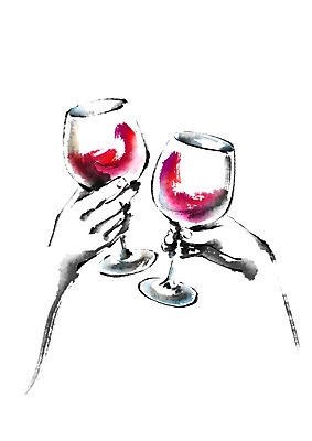PSD 손 와인잔 일러스트 캘리그라피 두명 신체부위 와인 건배 국내일러스트 술잔 주류 사람 파일형식