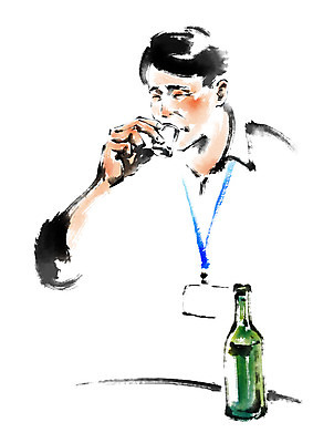 PSD 남자 술잔 일러스트 캘리그라피 한명 상반신 성인 마시기 소주 소주병 국내일러스트 1 모션 술병 잔 주류 사람 파일형식