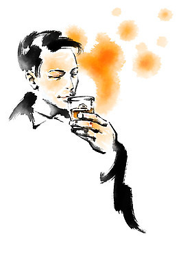 PSD 남자 술잔 일러스트 캘리그라피 한명 들기 상반신 성인 마시기 양주 국내일러스트 1 모션 잔 주류 사람 파일형식