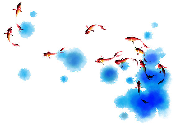 PSD 여러마리 일러스트 캘리그라피 사람없음 연못 잉어 국내일러스트 다수 어류 파일형식