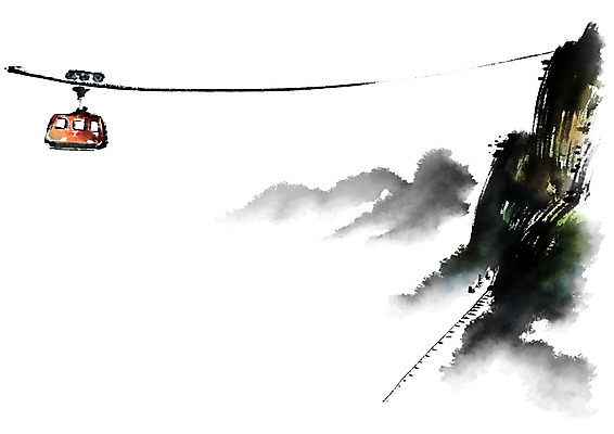 PSD 일러스트 캘리그라피 산 사람없음 케이블카 국내일러스트 파일형식