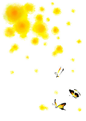 PSD 나비 일러스트 캘리그라피 밝음 세마리 사람없음 노란색 봄 국내일러스트 계절 컬러 곤충 3 파일형식