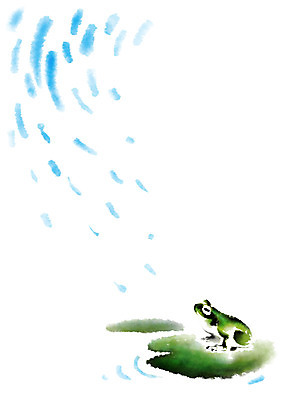 PSD 한마리 일러스트 캘리그라피 개구리 사람없음 연못 연잎 청개구리 국내일러스트 1 잎 양서류 파일형식