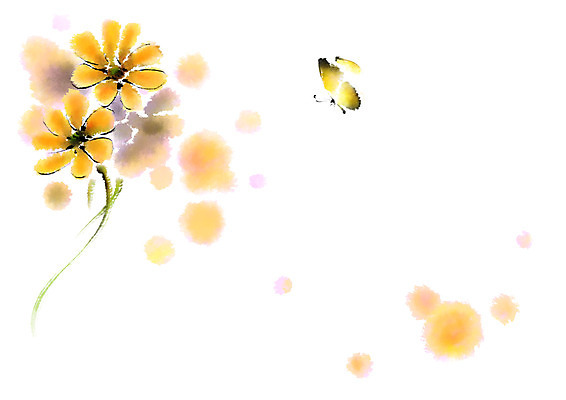 PSD 한마리 꽃 나비 일러스트 캘리그라피 사람없음 노란색 국내일러스트 식물 1 컬러 곤충 파일형식